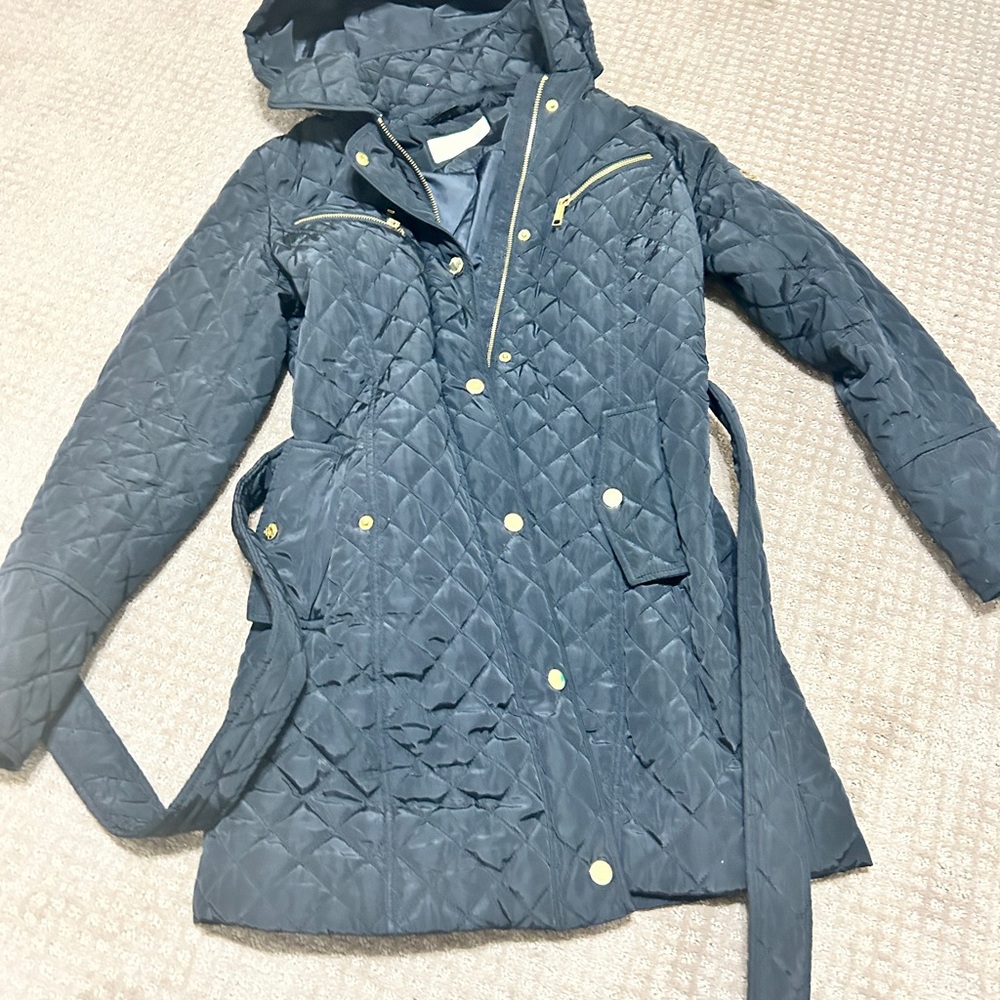 Michael Kors Black Quilted Jacket with Gold Accents